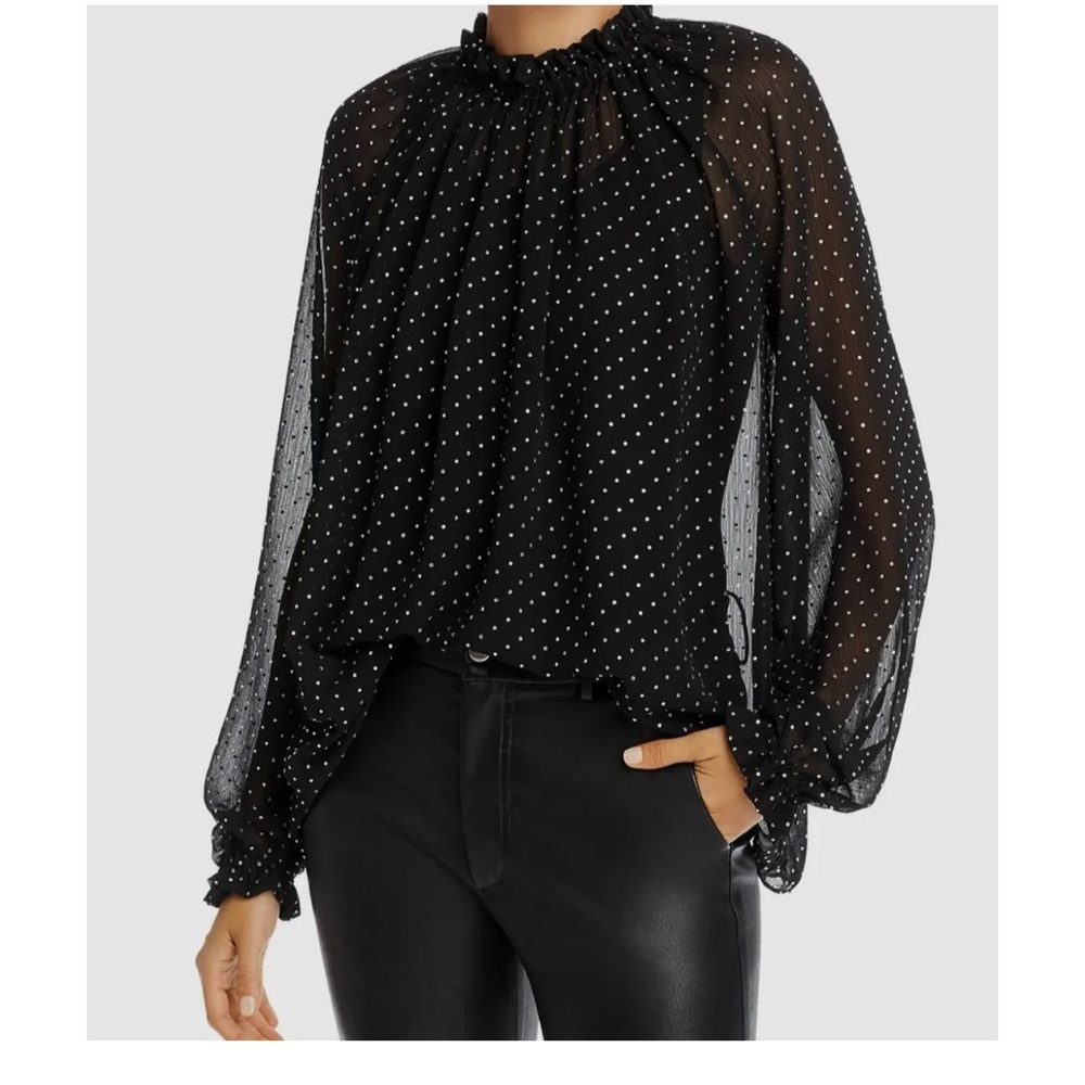Black sheer and sparkly Ronny Kobo top. Perfect night out top.
